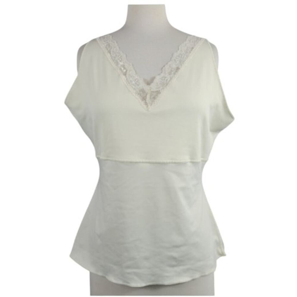Spanx V-neck Shaping Tank top Lace Trim Cream size 1X